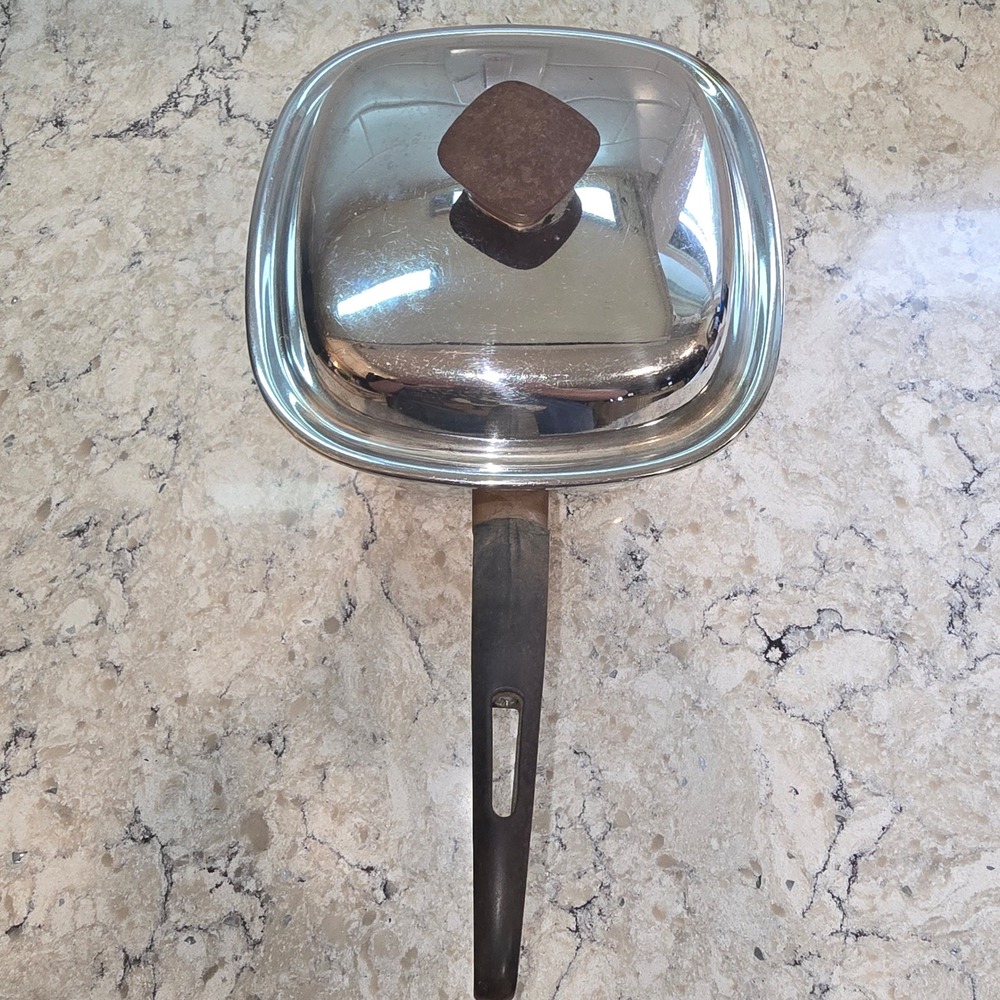 Vintage 1950s Bridgeport Copperware Square Saucepan with Lid 7.5in